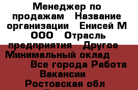 Менеджер по продажам › Название организации ­ Енисей-М, ООО › Отрасль предприятия ­ Другое › Минимальный оклад ­ 100 000 - Все города Работа » Вакансии   . Ростовская обл.,Донецк г.